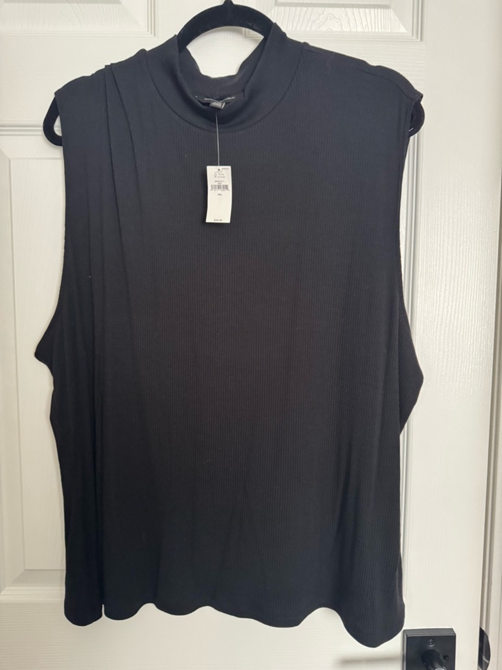 Banana Republic Black Ribbed Sleeveless Mock Neck Top